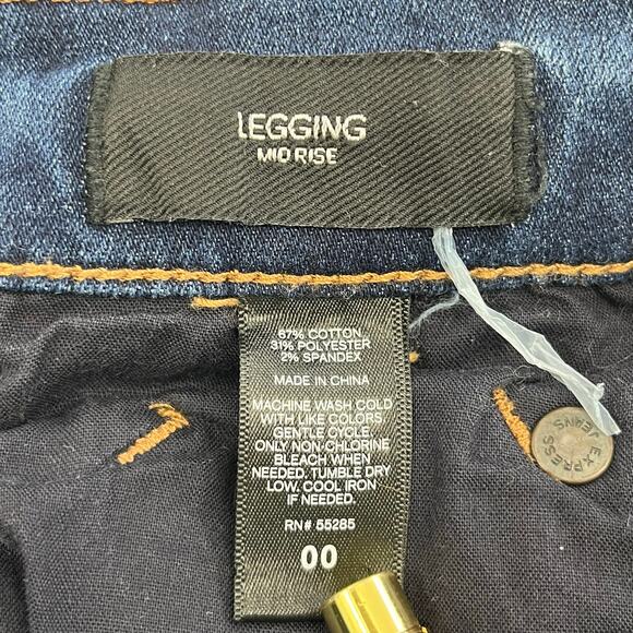 Express Mid Rise Dark Wash Basic Legging Skinny Boot Jeans 00 - Picture 4 of 9